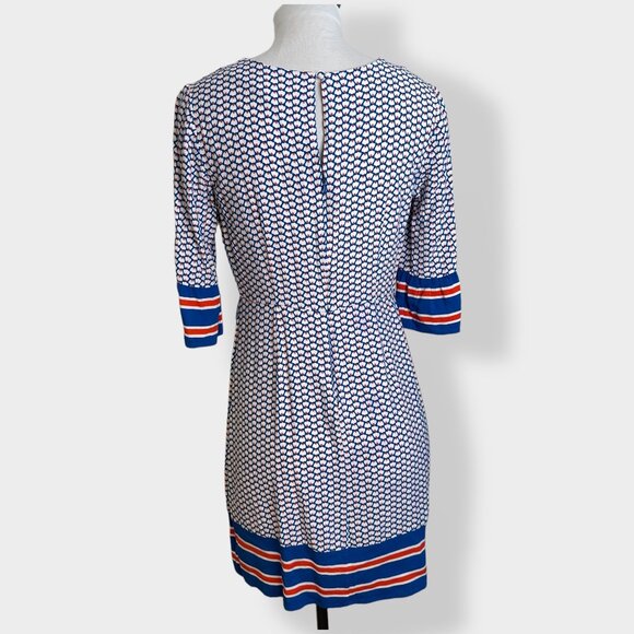 Boden Andrea Patterned Blue and Red Dress - Picture 3 of 5